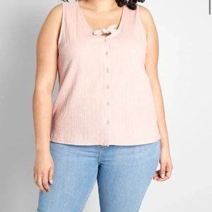 Polished Touch Sleeveless Top in Pink 2X